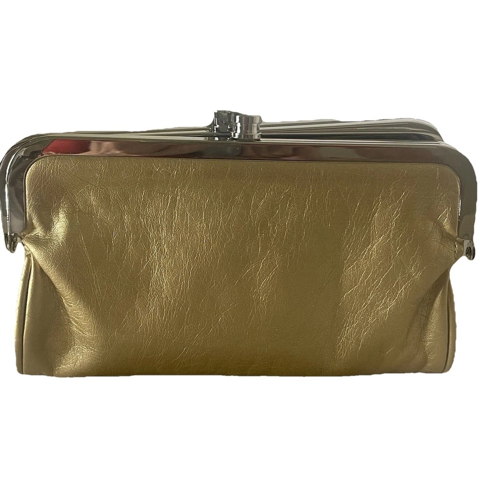 Vintage Style Gold Clutch Wallet Vegan Leather Kiss Lock Coin Purse Frame